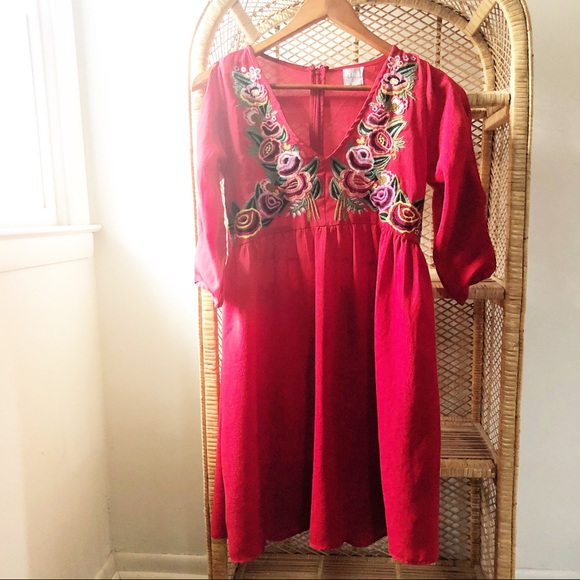 ASOS Maternity Embroidered Red Floral Dress✨ - Picture 2 of 8